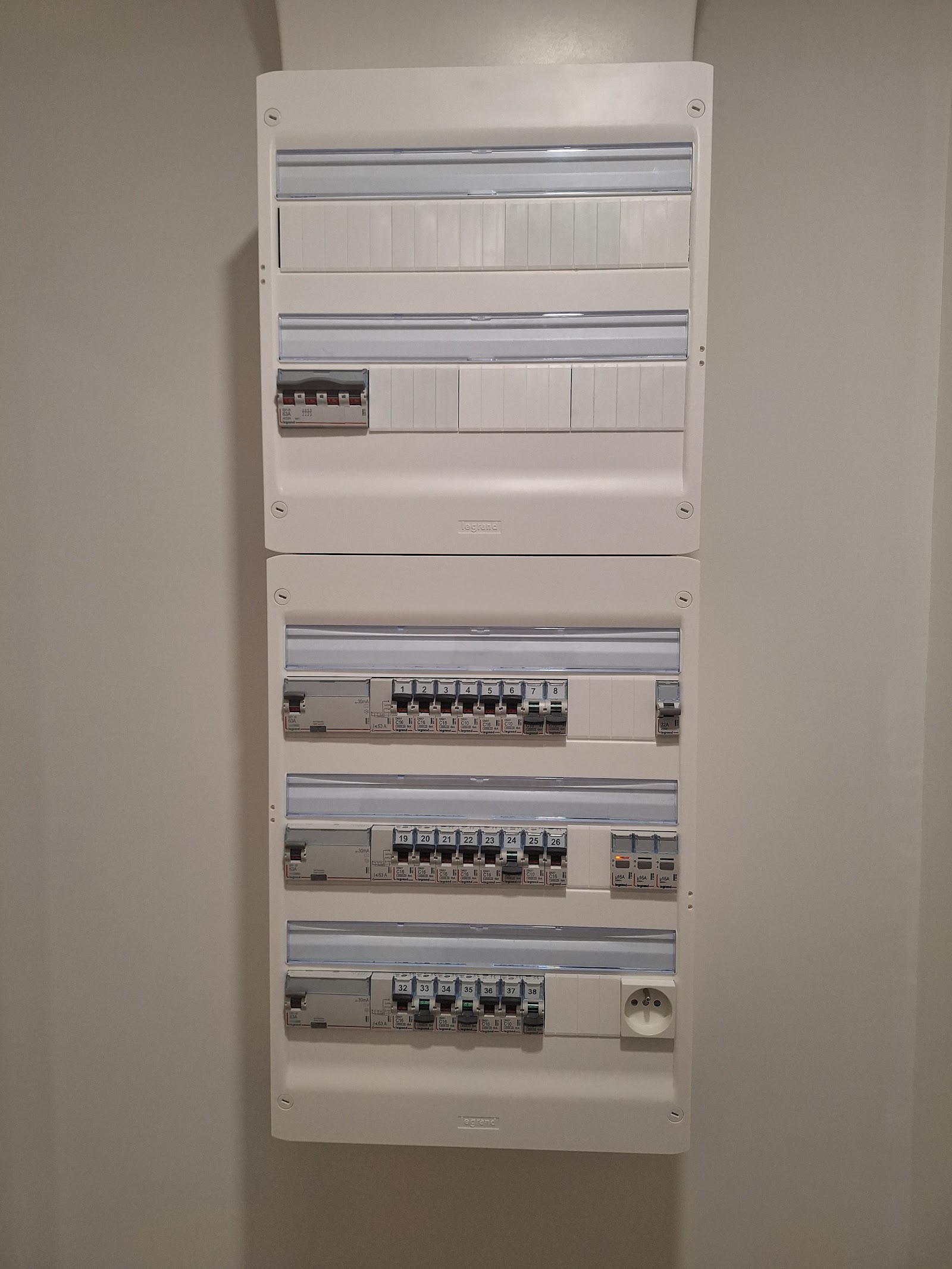 Tableau électrique neuf installé proprement par SARTI, électricien à Gisors
